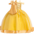 Robe cérémonie fille à fleurs appliquées – CLEVI Paris