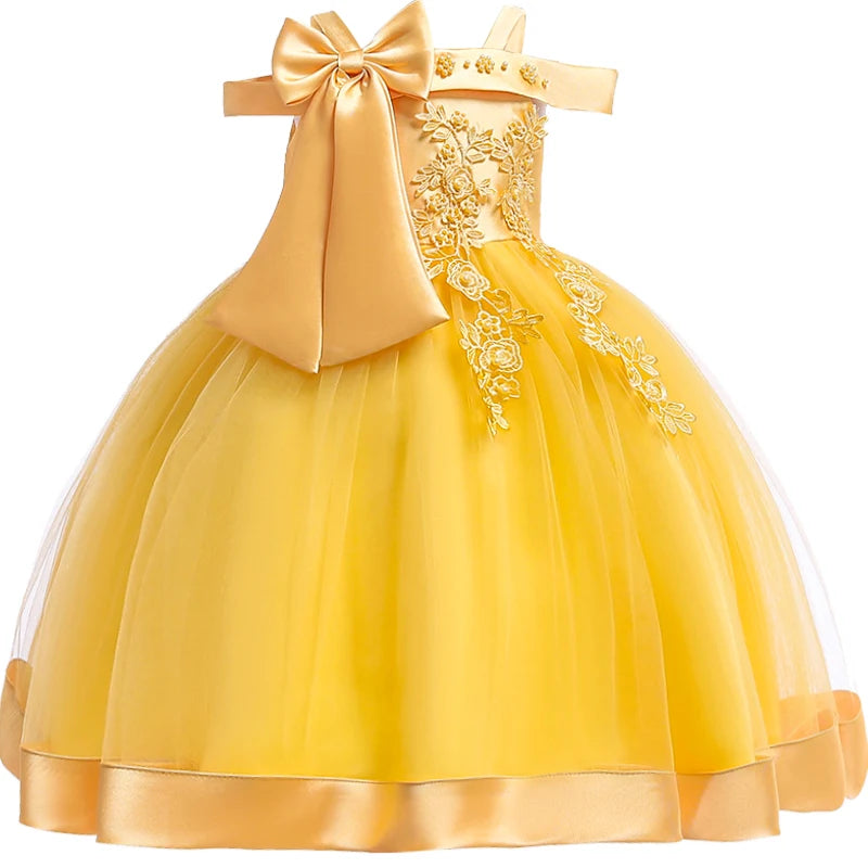Robe cérémonie fille à fleurs appliquées – CLEVI Paris