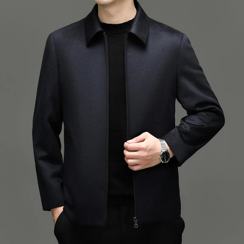 Veste homme en cachemire bleu marine zippée – CLEVI Paris