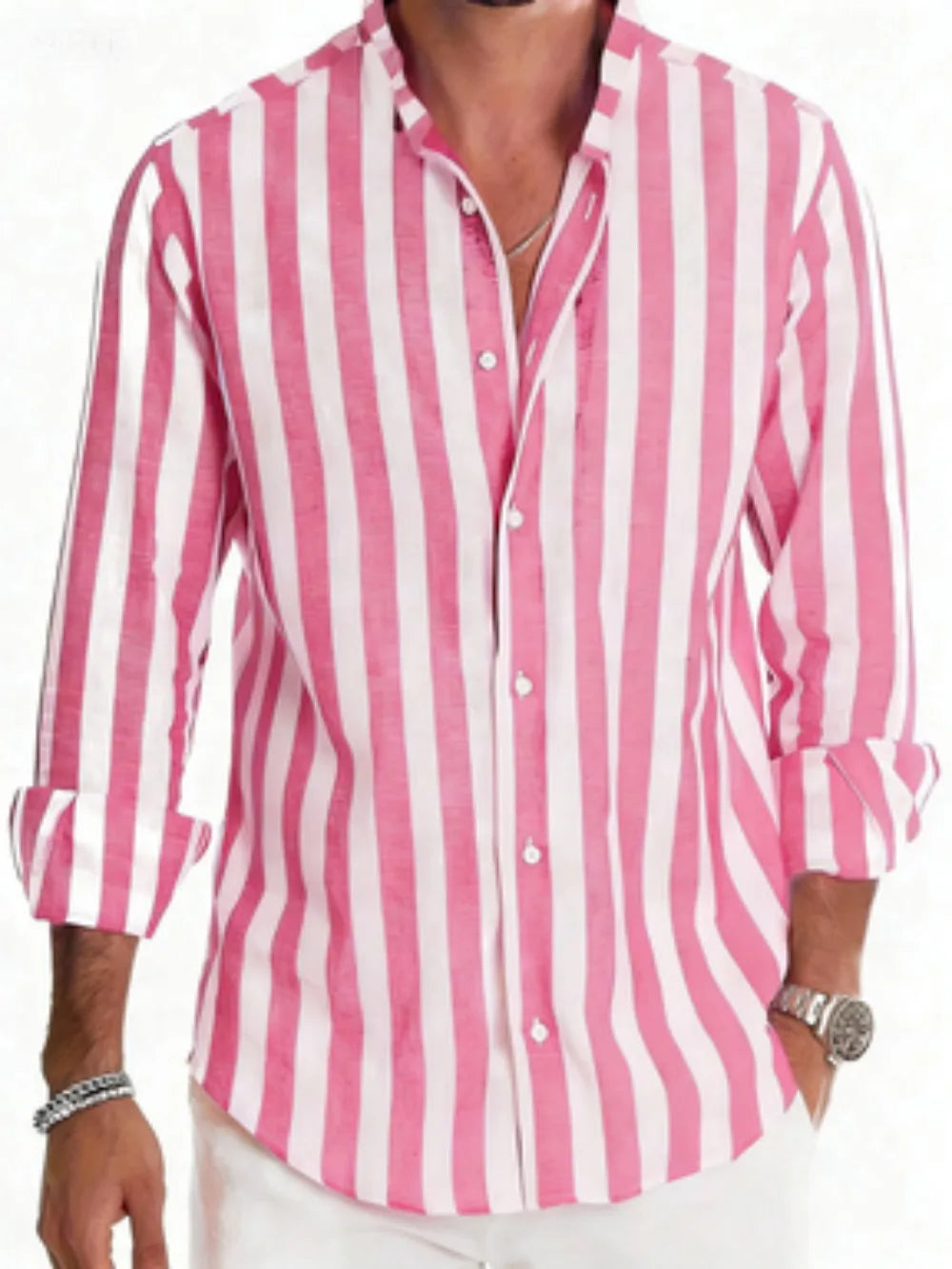 Chemise homme rayée à manches longues – CLEVI Paris