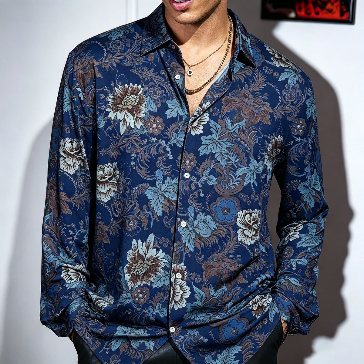 Chemise homme à imprimé floral – CLEVI Paris
