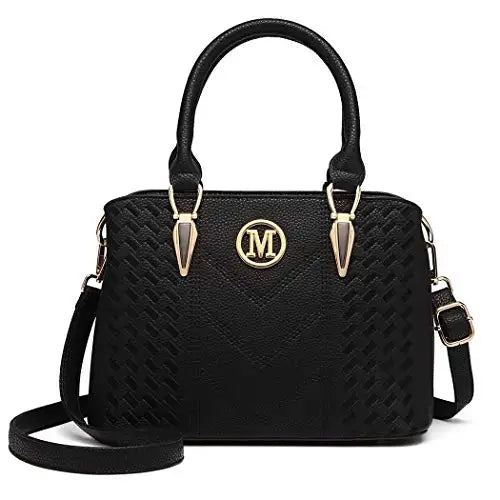 Sac À Main Femme Cuir PU Motif Litchi Logo M Doré – CLEVI Paris