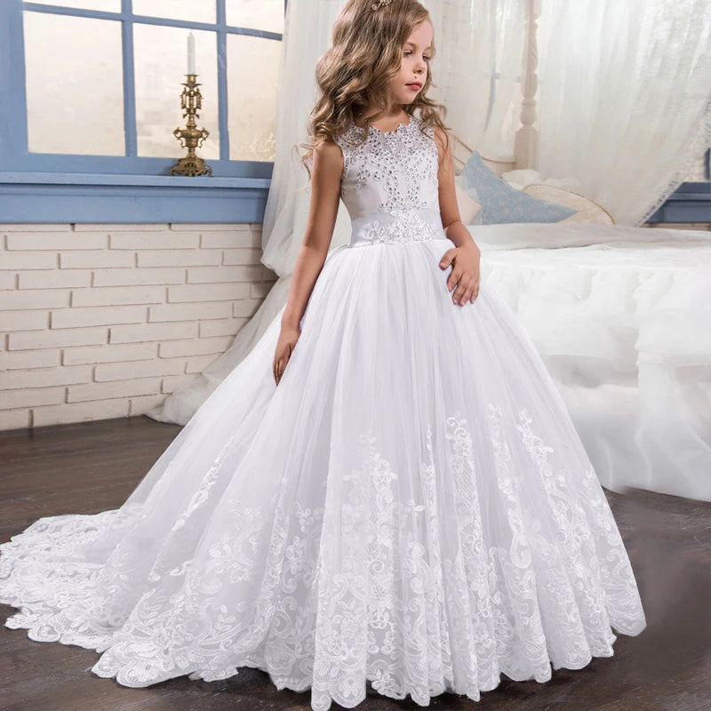 Robe longue cérémonie fille à fleurs – CLEVI Paris
