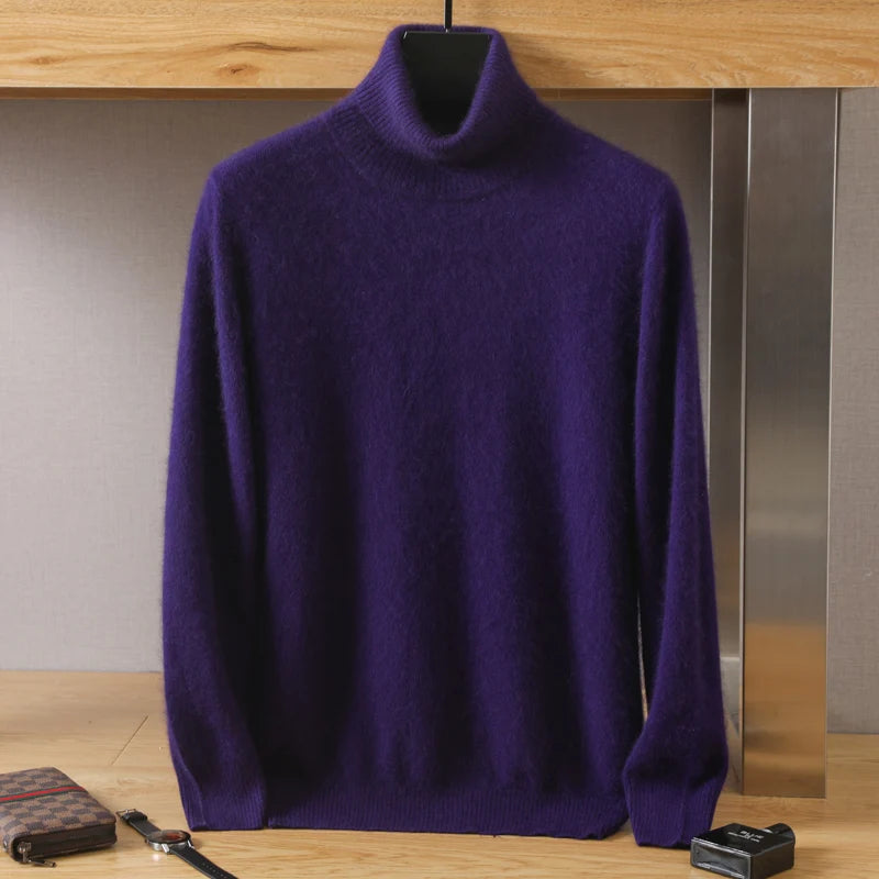 Pull homme à col roulé en maille unie – CLEVI Paris