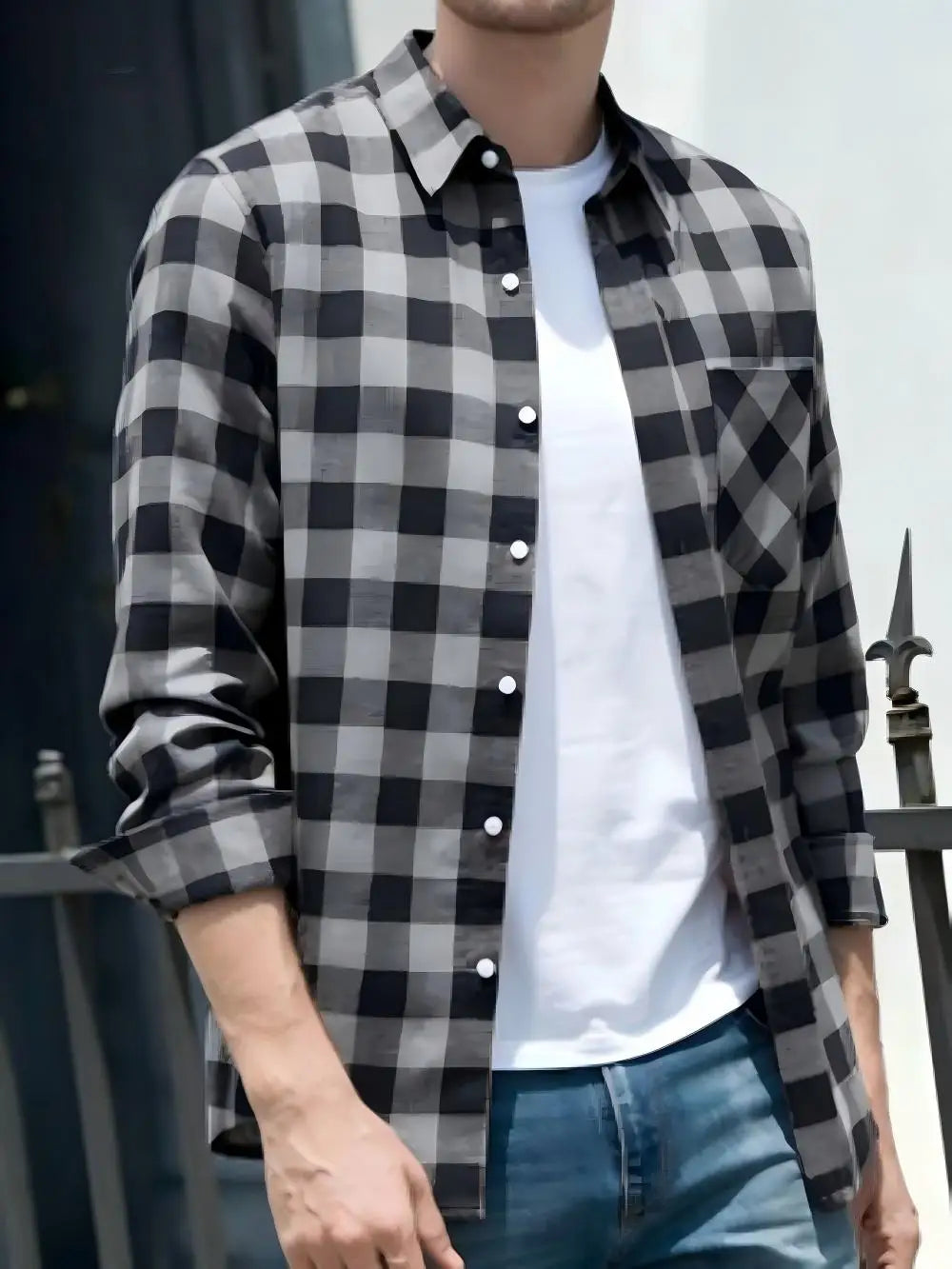 Chemise homme à carreaux en soie – CLEVI Paris