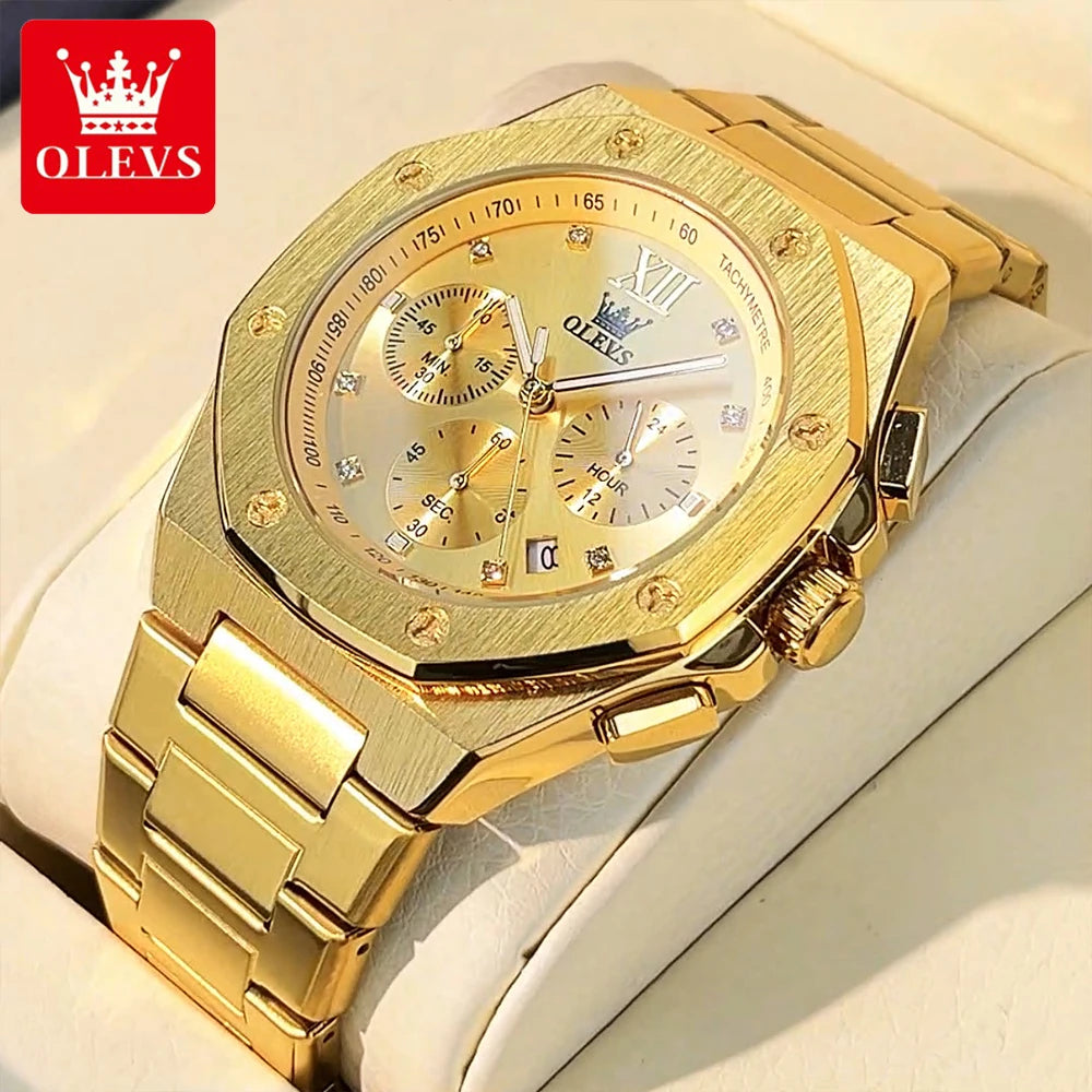OLEVS 3626 Montre Homme Quartz Acier Chronographe Lumineuse – CLEVI Paris