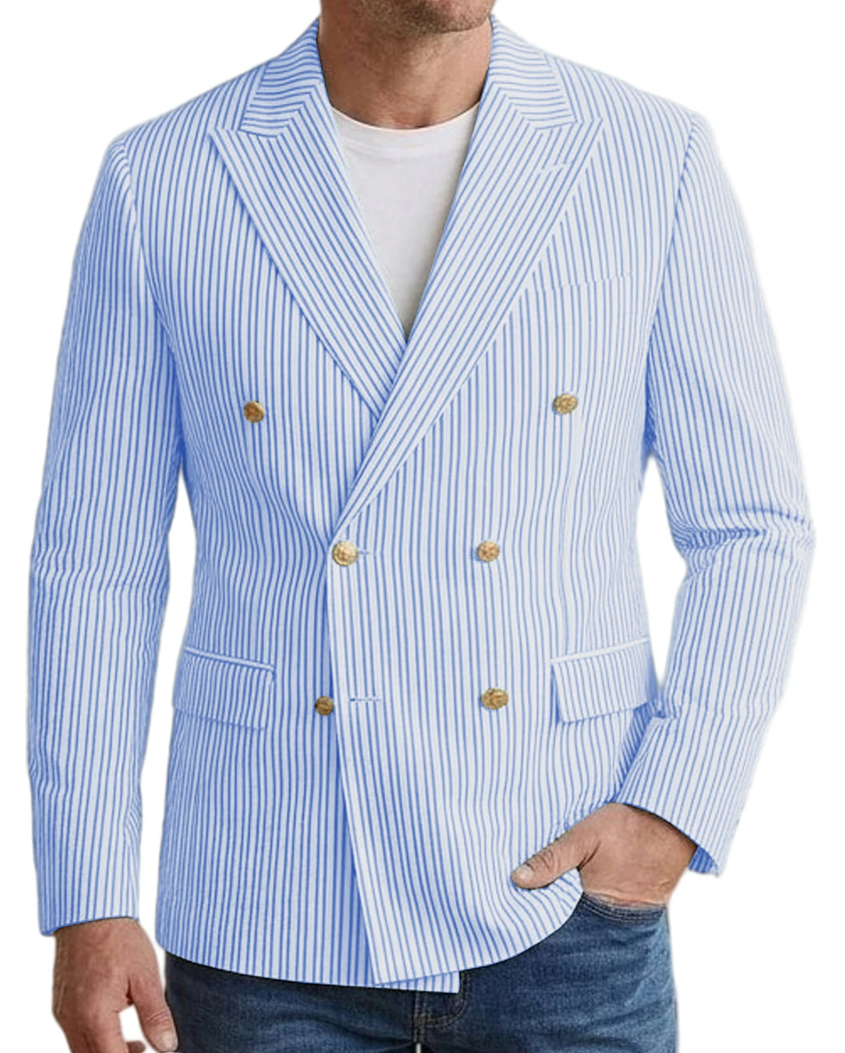 Blazer homme rayé double boutonnage – CLEVI Paris