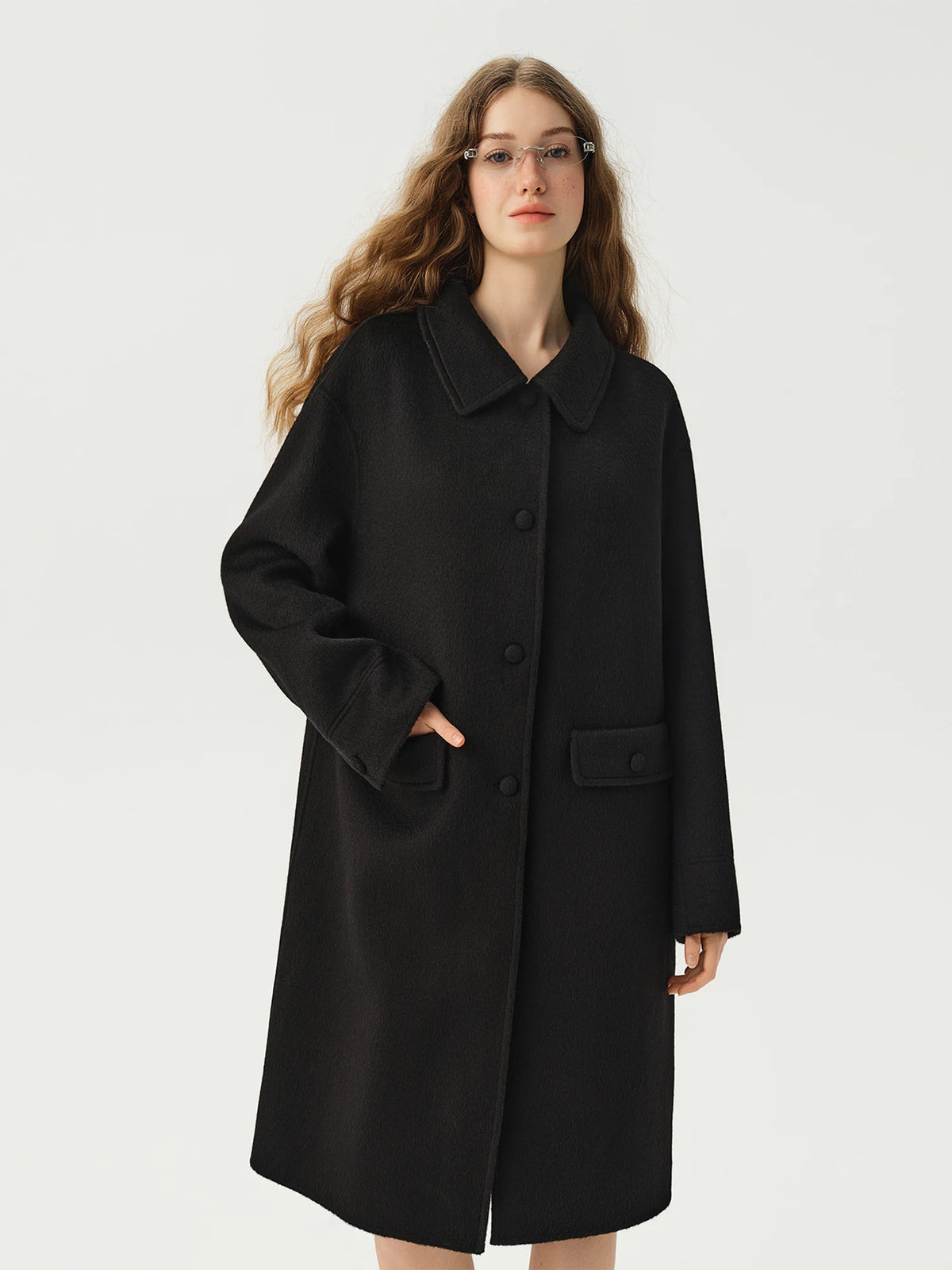 Manteau femme DUSHU laine double face trapèze – CLEVI Paris