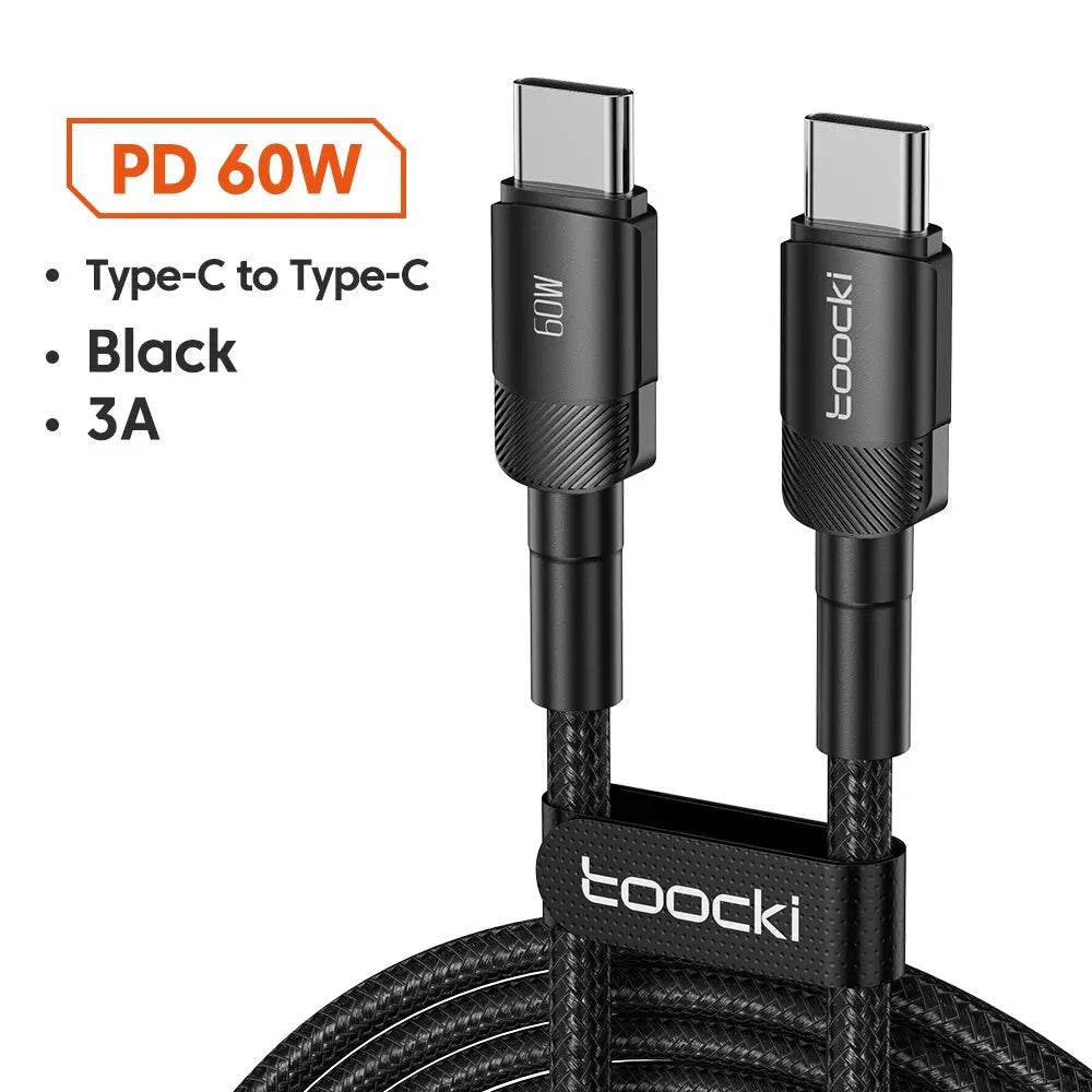 Câble Toocki Charge Rapide USB-C Lightning 60W 100W Tressé – CLEVI Paris