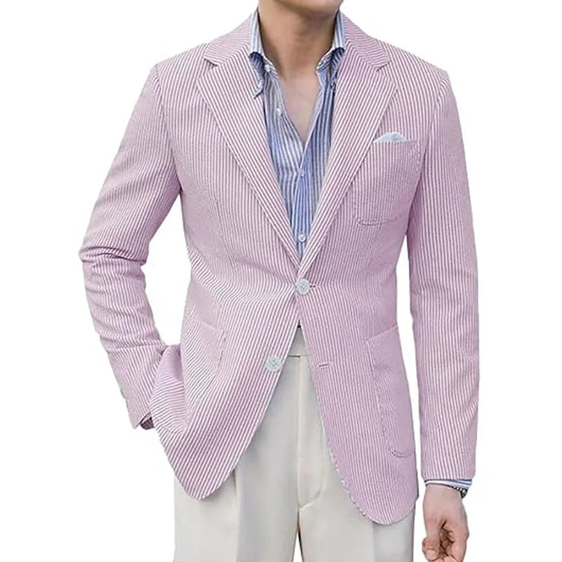 Blazer homme seersucker rayé – CLEVI Paris