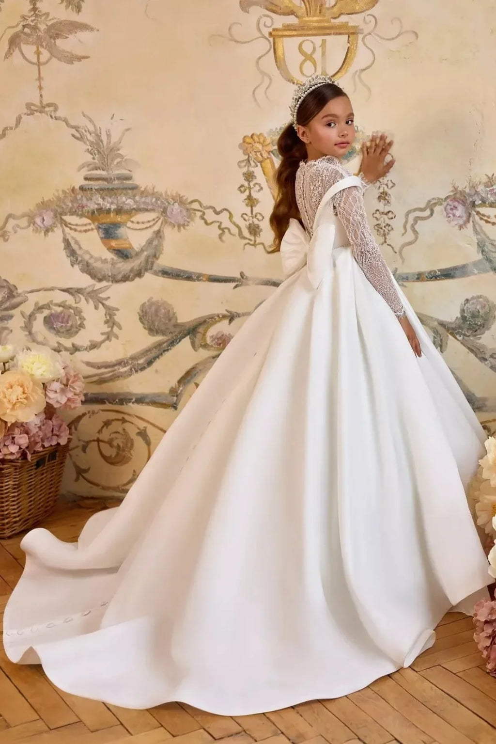 Robe longue de cérémonie fille drapée – CLEVI Paris