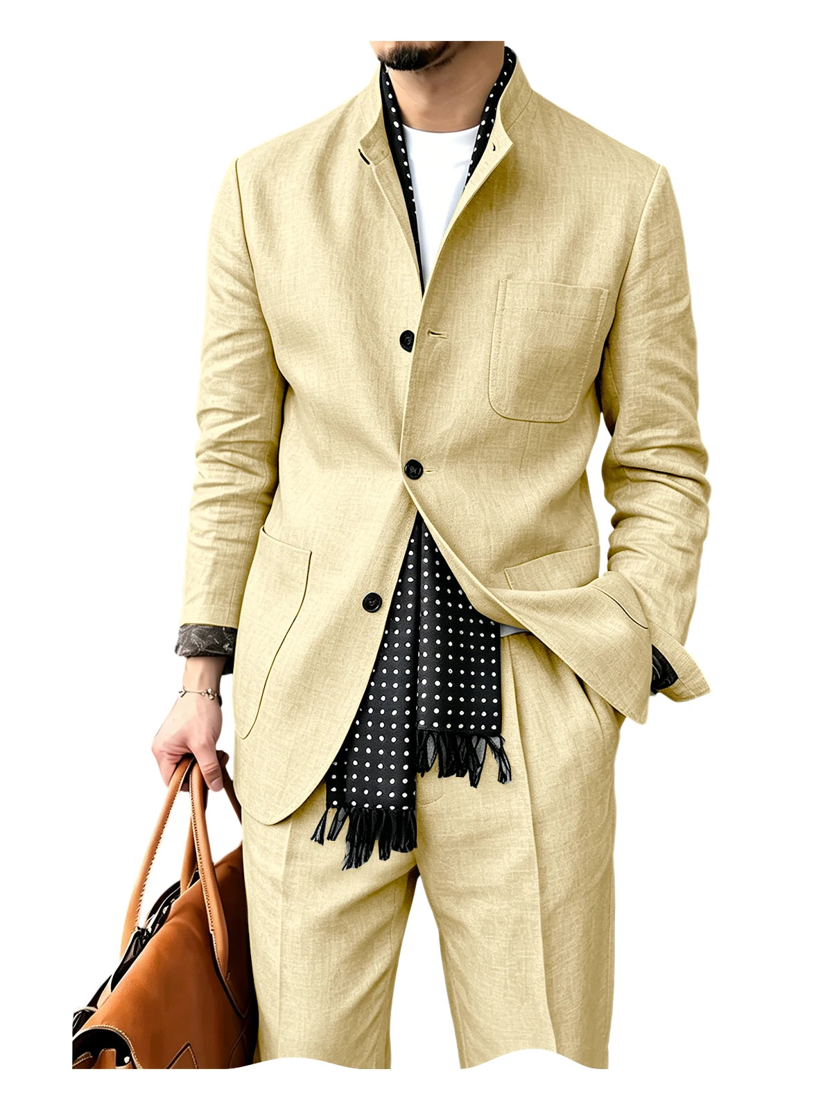 Costume homme 2 pièces en lin, veste et pantalon – CLEVI Paris