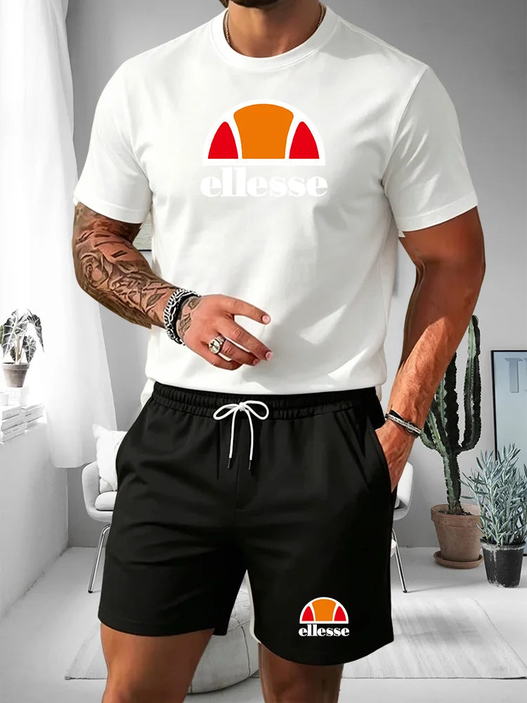 Ensemble 2 Pièces Homme T-shirt Col Rond + Short Cordon Été 2026 – Casual Sport, 20 Coloris, S à XXL – CLEVI Paris