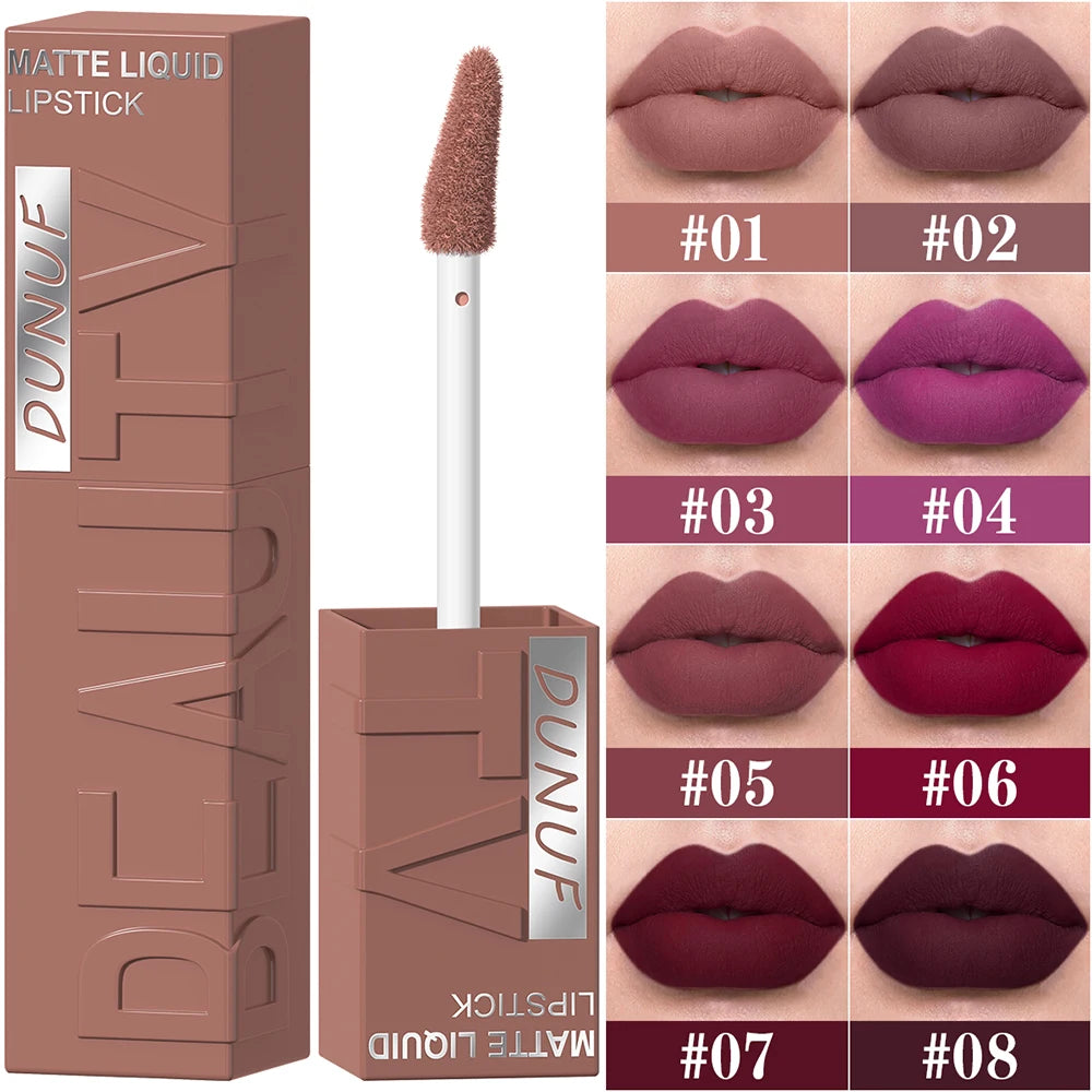 Coffret 8 Rouges à Lèvres Liquides Mat Velvet Tube Carré Waterproof – CLEVI Paris
