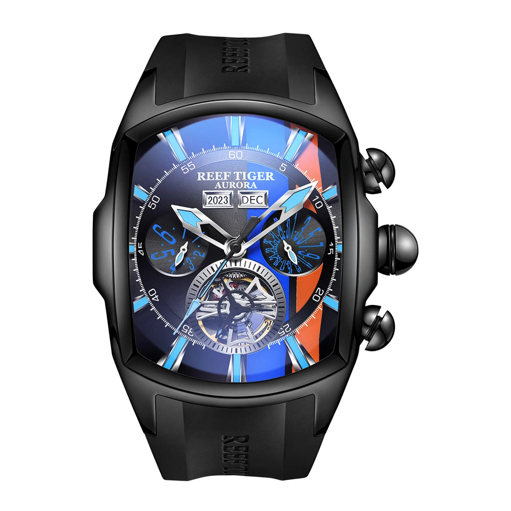 Montre Homme Automatique Tank-Track Sport Militaire Caoutchouc Reef Tiger RGA3069 – CLEVI Paris