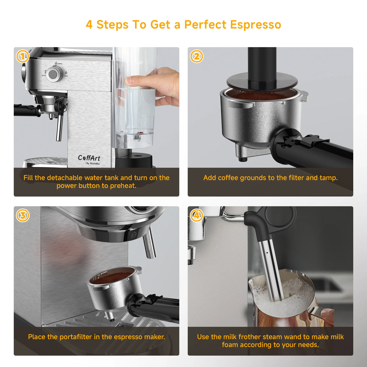 Machine expresso semi-automatique BioloMix 20 bars – CLEVI Paris
