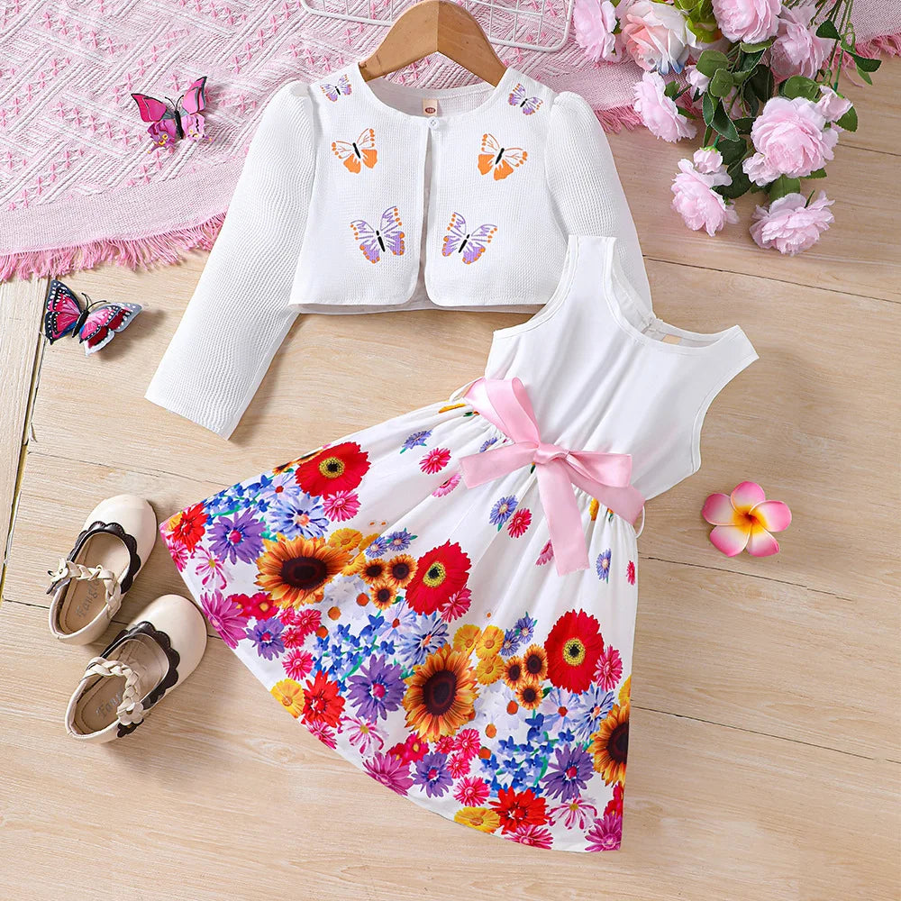 Ensemble fille cardigan et robe imprimée – CLEVI Paris