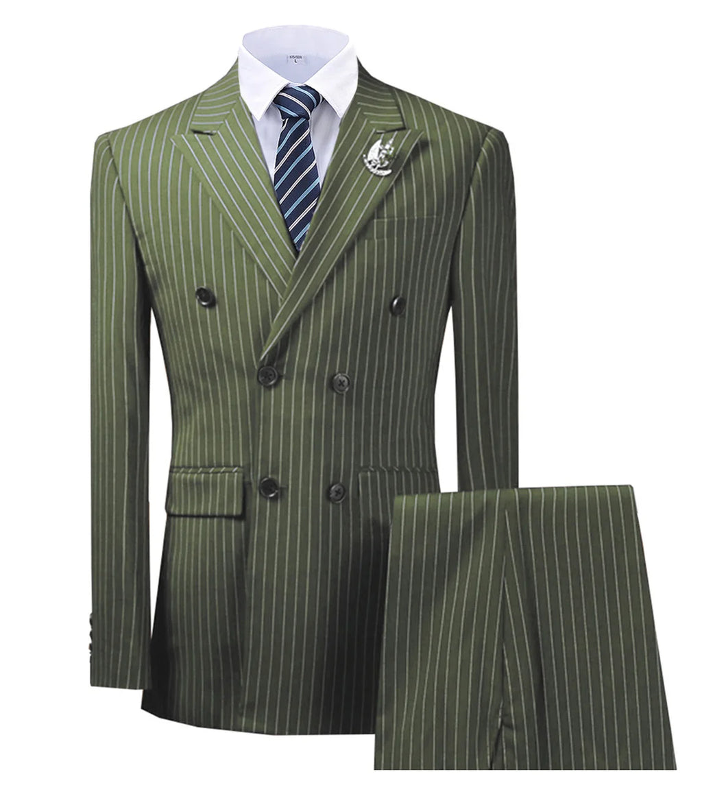 Costume 2 pièces homme rayé double boutonnage – CLEVI Paris