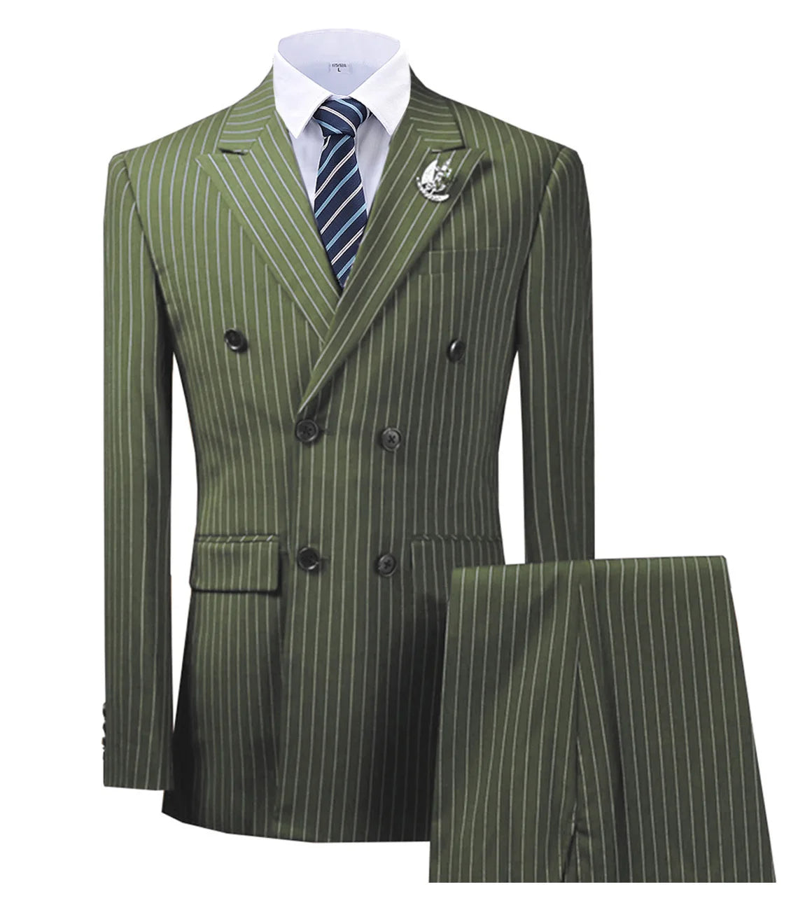 Costume 2 pièces homme rayé double boutonnage – CLEVI Paris