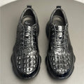Sneakers Plates Cuir Croco Noir Lacets Homme – CLEVI Paris