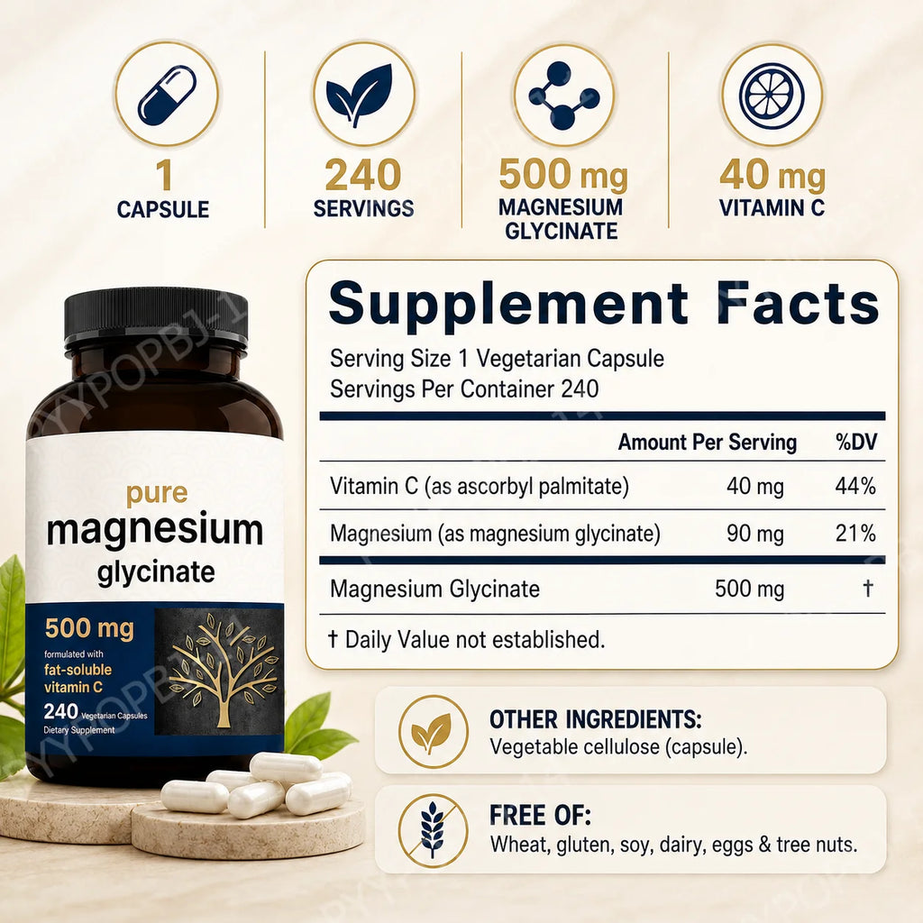 Glycinate de magnésium et vitamine C – CLEVI Paris