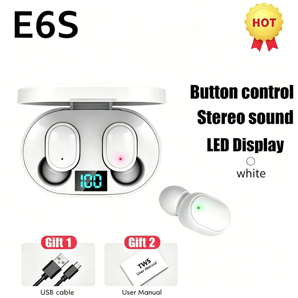 Écouteurs TWS E6S Bluetooth HiFi Affichage LED ANC – CLEVI Paris