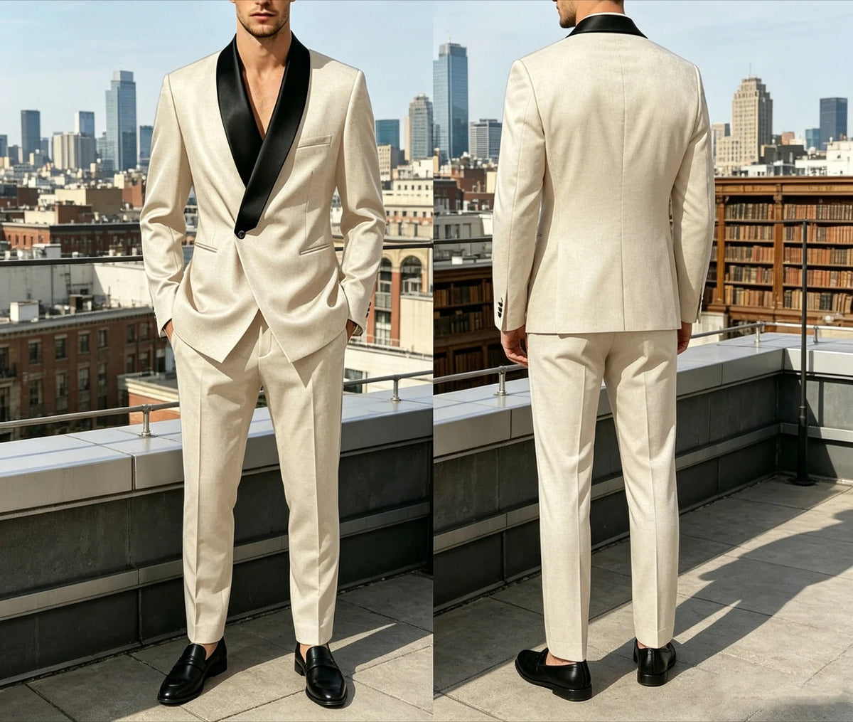 Smoking homme 2 pièces à revers châle – CLEVI Paris