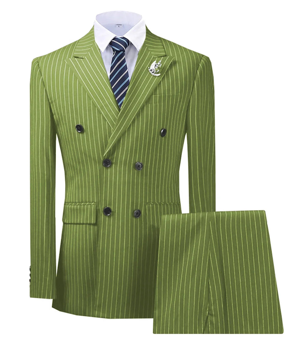 Costume 2 pièces homme rayé double boutonnage – CLEVI Paris