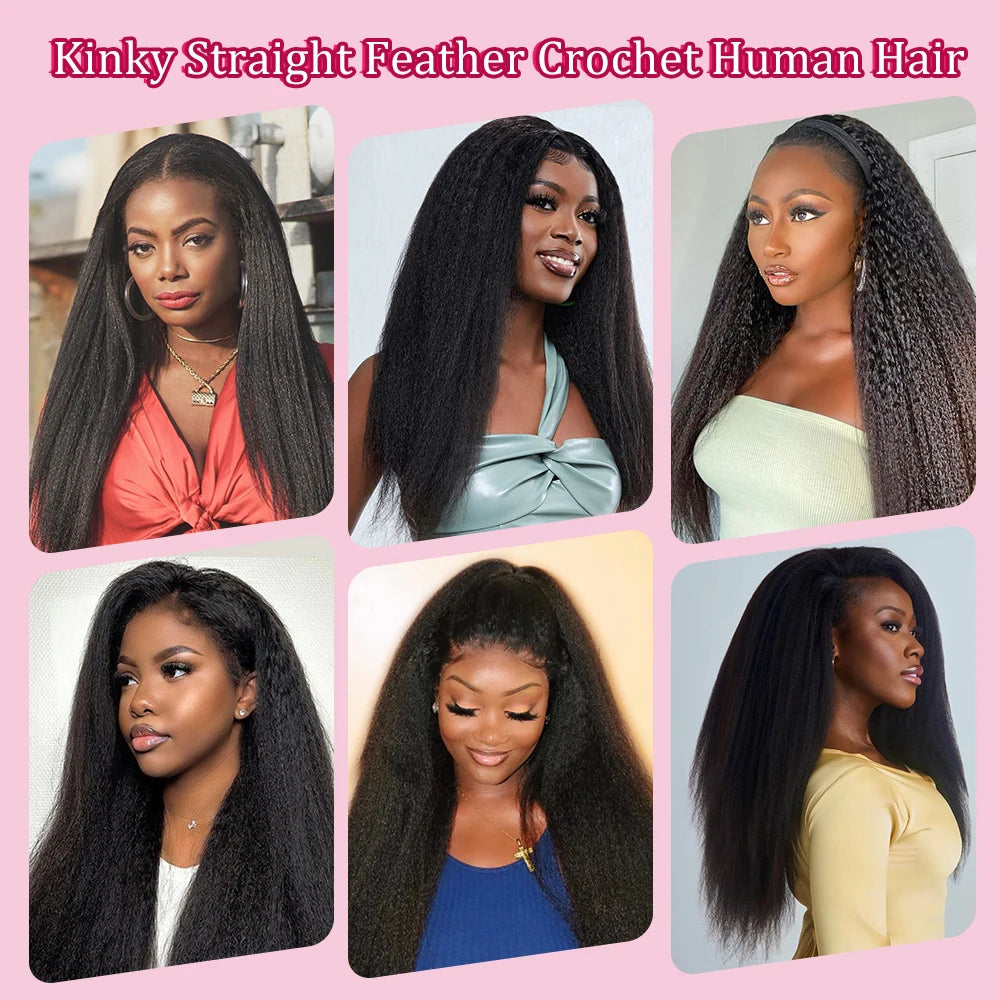 Extensions Crochet Kinky Straight Cheveux Humains Birmans Remy Hair Pré-Séparées Knotless 16-26 Pouces – CLEVI Paris