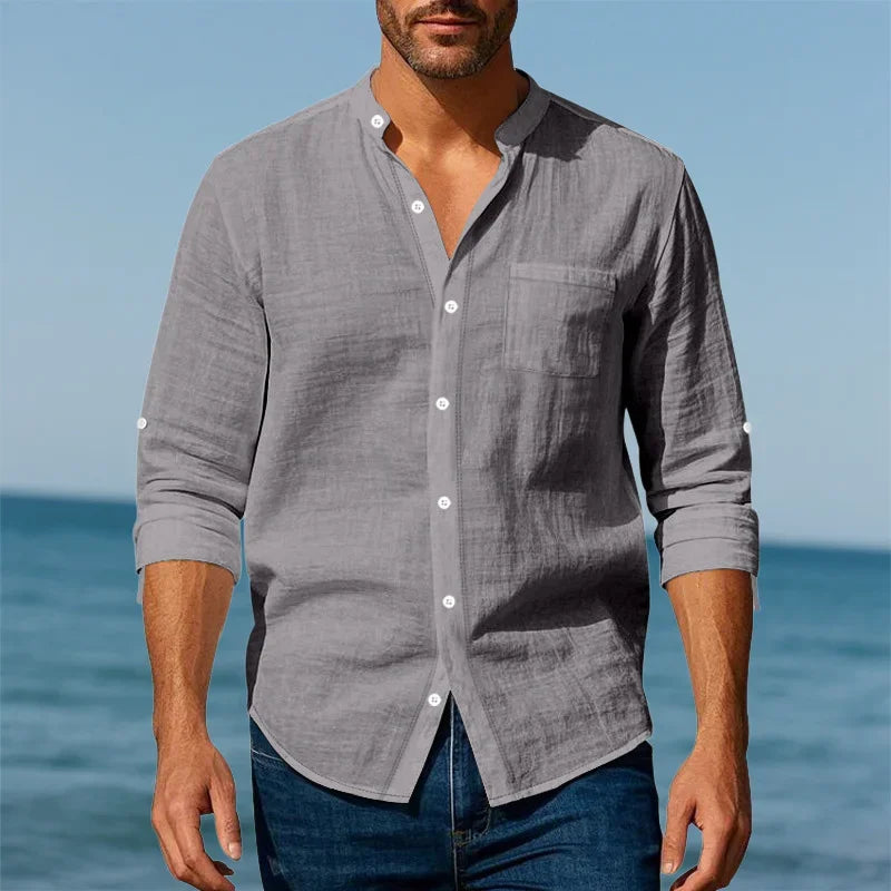 Ensemble Homme Chemise Lin Manches Longues Col Cranté + Pantalon 7/8 Cordon Casual Voyage Plage 4 Saisons 13 Coloris – CLEVI Paris