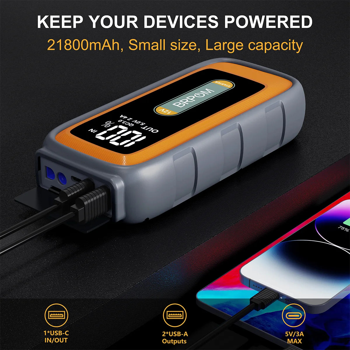 Booster de batterie voiture 12 V avec pompe – CLEVI Paris