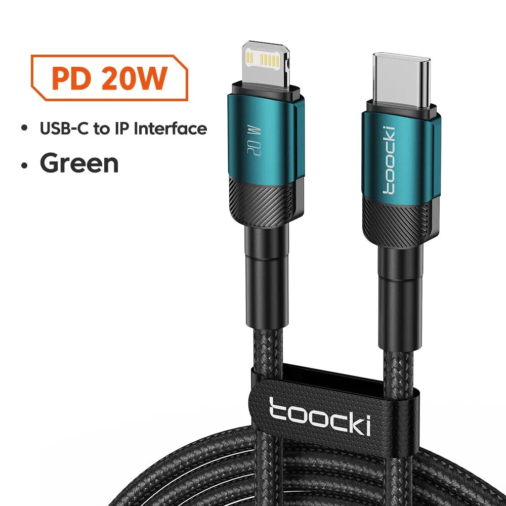 Câble Toocki Charge Rapide USB-C Lightning 60W 100W Tressé – CLEVI Paris