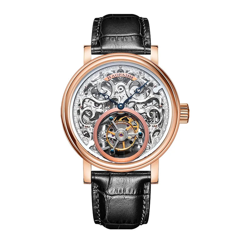 Montre Homme Tourbillon Manuel HAOFA K008 – Or Massif 18K Squelette Sculpté Verre Saphir Édition Limitée – CLEVI Paris