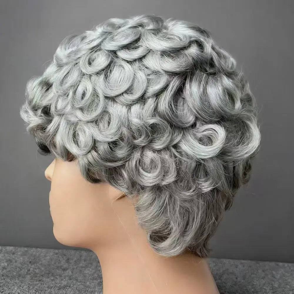 Perruque Pixie Cut Curly Cheveux Humains Brésiliens Sans Lace Bonnet Rose 150% 6 Teintes – CLEVI Paris