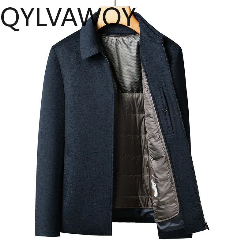 Veste homme laine et cachemire bleu foncé – CLEVI Paris