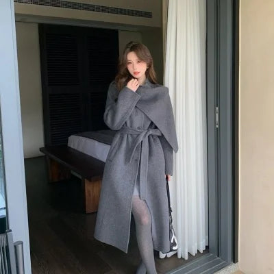 Manteau long femme en laine double face – CLEVI Paris