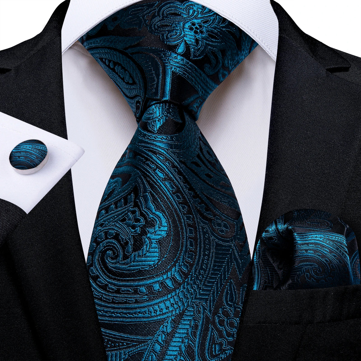 Coffret cravate homme paisley, pochette et boutons – CLEVI Paris