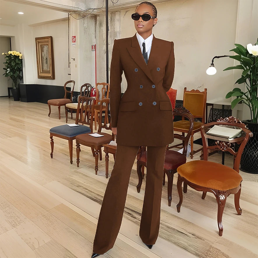 Tailleur femme blazer et pantalon évasé – CLEVI Paris