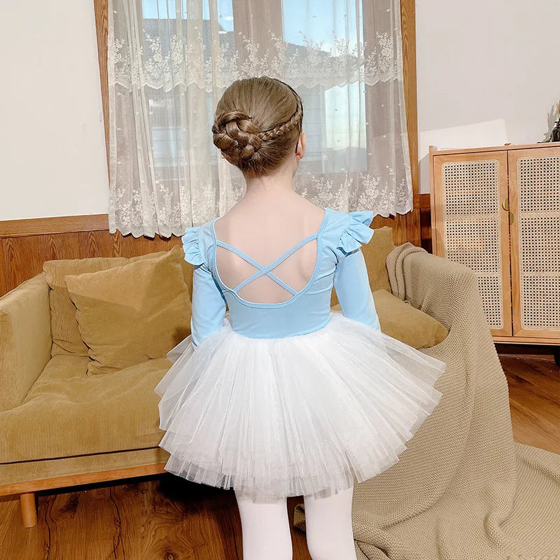 Robe tutu de danse fille à manches longues – CLEVI Paris