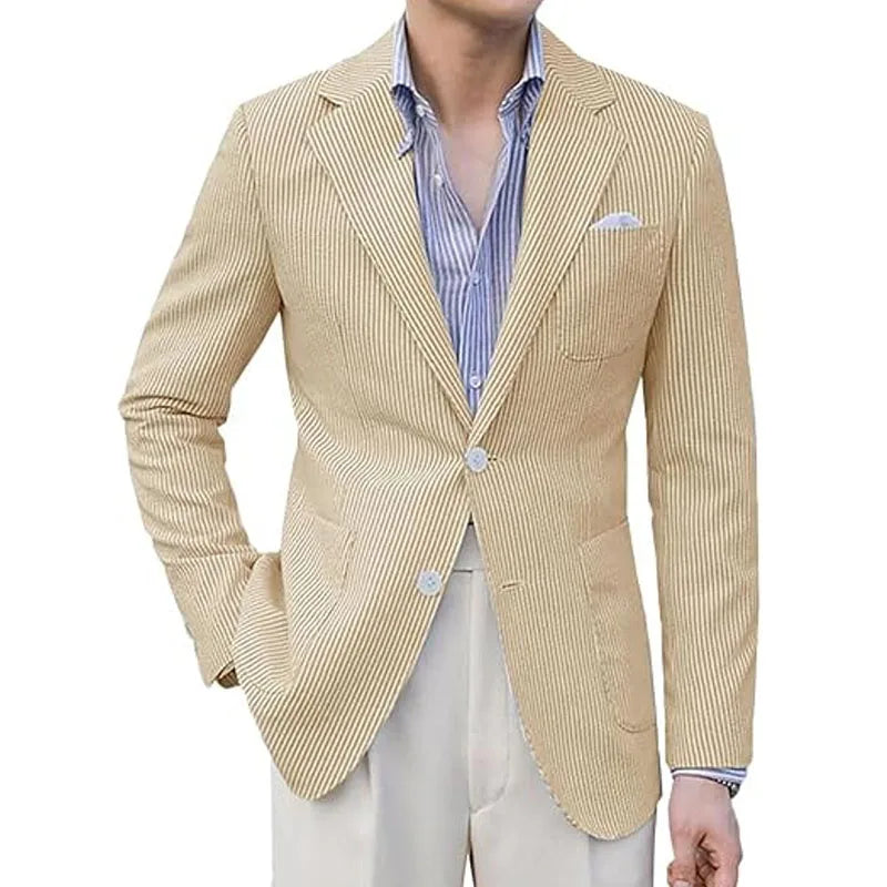 Blazer homme seersucker rayé – CLEVI Paris