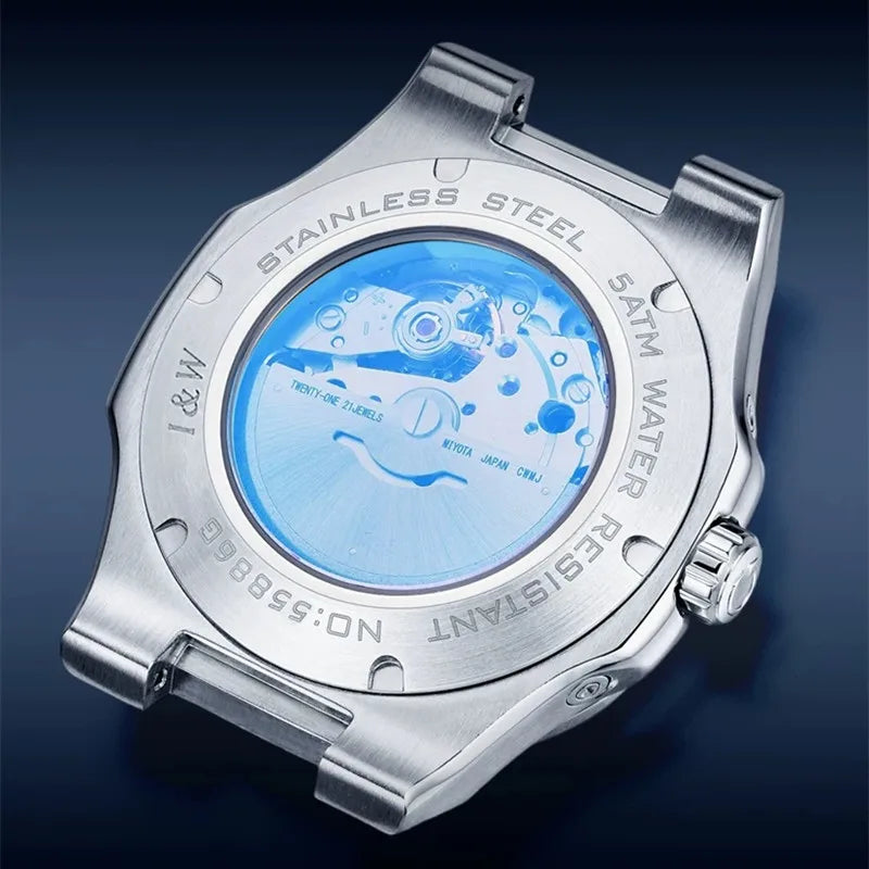 Montre Automatique Homme Carnival 43MM Acier Verre Saphir Étanche 50M – CLEVI Paris