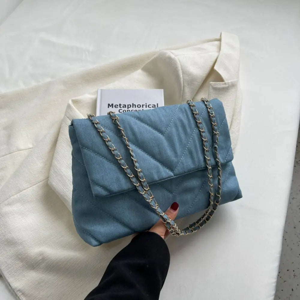 Sac baguette femme en toile, trois bleus – CLEVI Paris