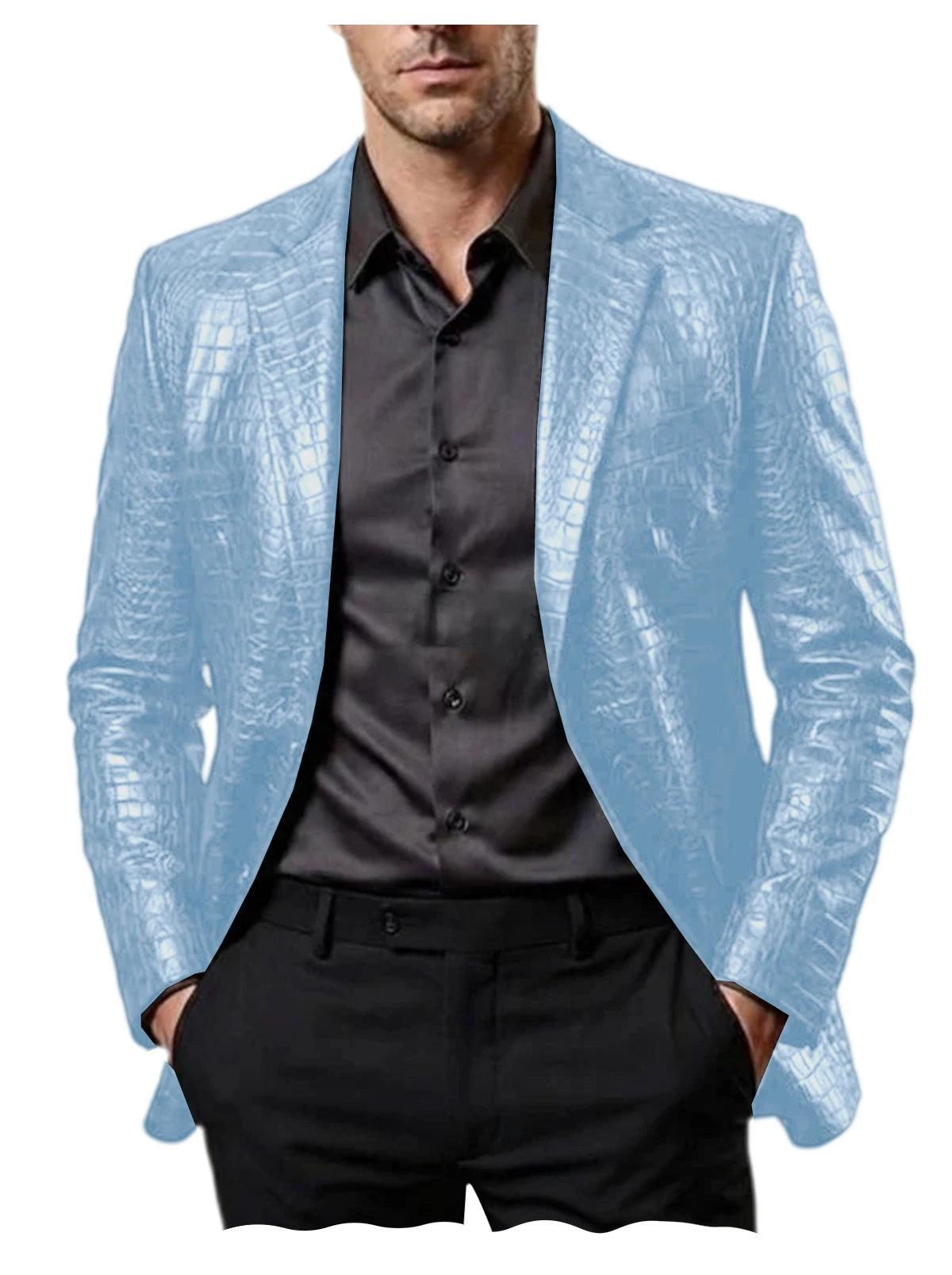 Blazer homme en simili cuir motif crocodile – CLEVI Paris
