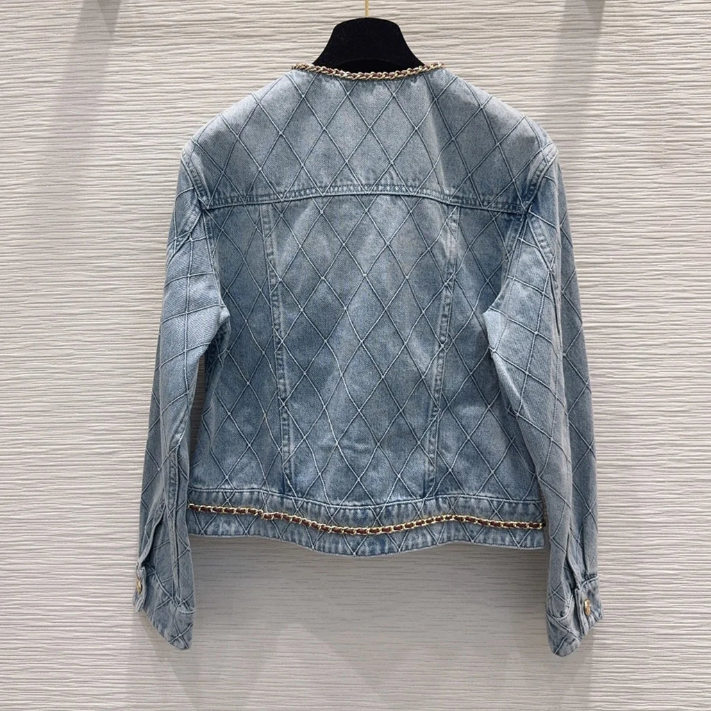 Veste en jean femme à détails chaîne – CLEVI Paris