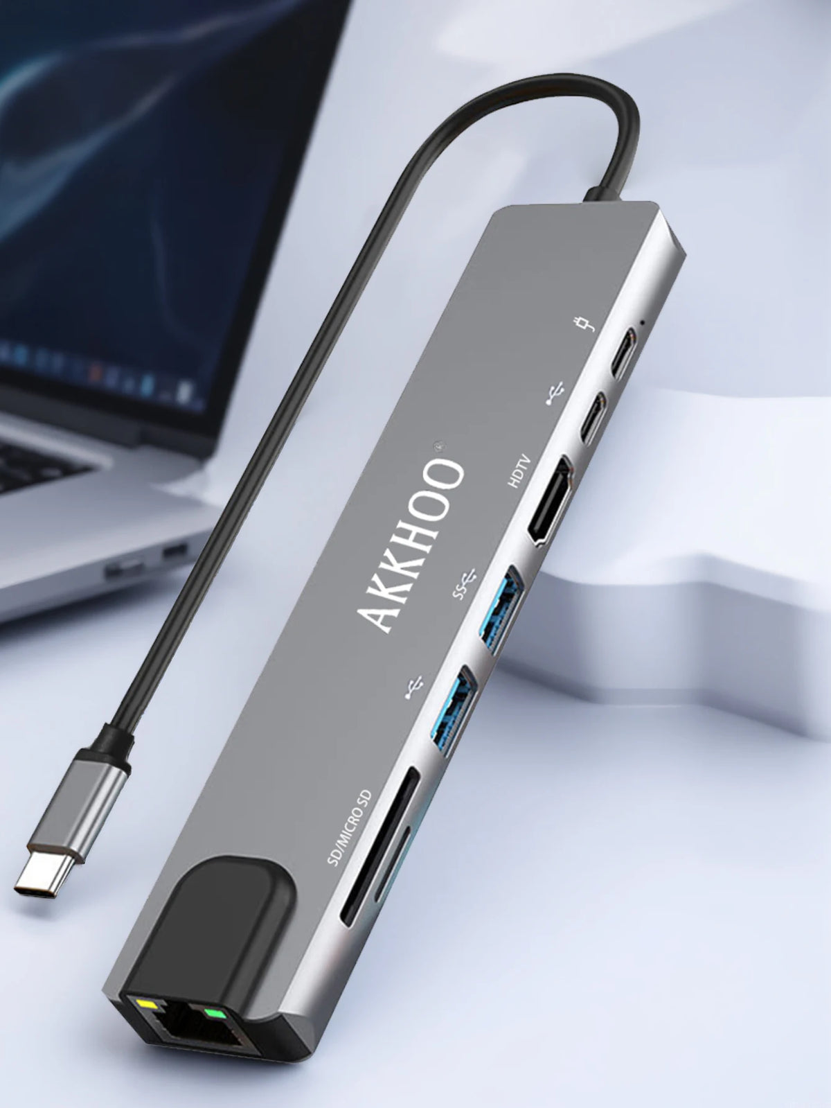 Hub USB-C 8-en-1 4K HDMI PD 100W – CLEVI Paris