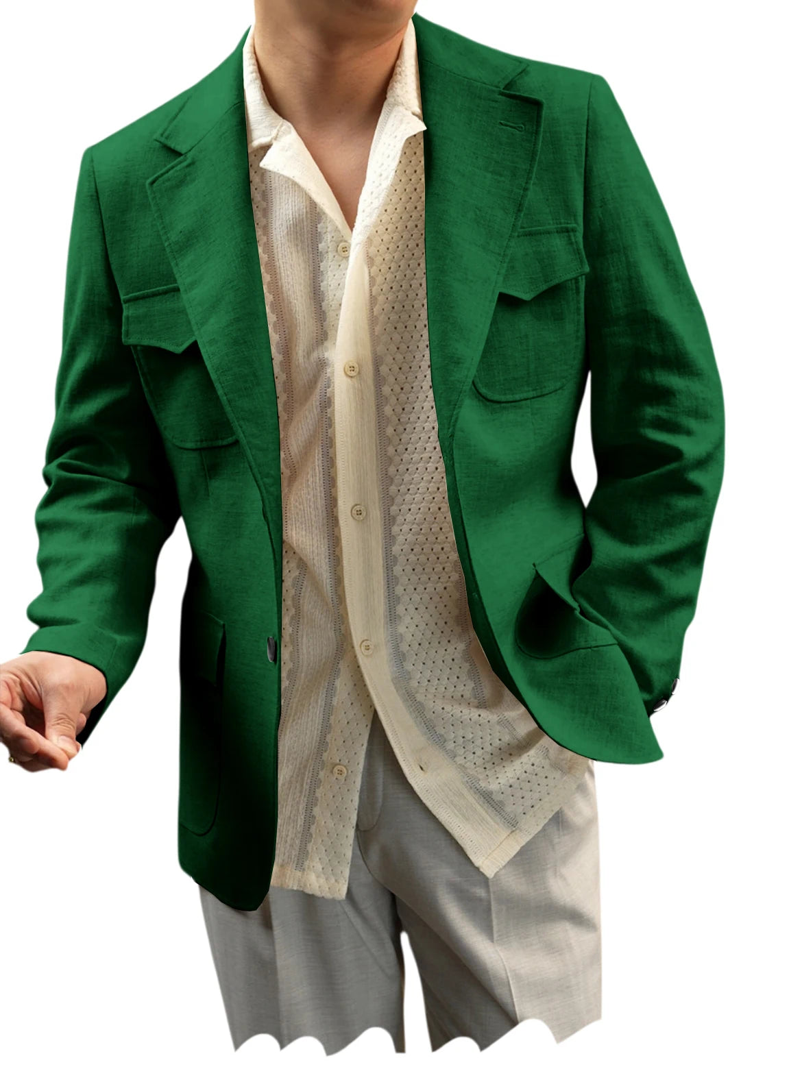 Blazer lin homme beige léger – CLEVI Paris