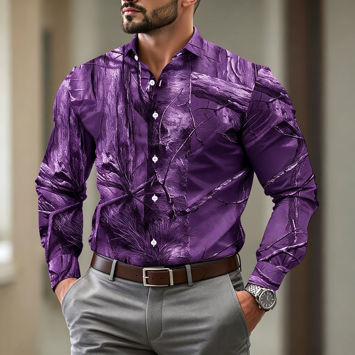 Chemise homme à motif forestier – CLEVI Paris