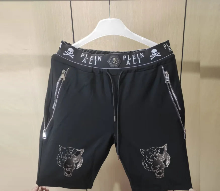 Short Homme Casual Strass Luxe PLEIN ALI – Hip Hop Coupe Ample Cordon – 27 Coloris, S à XXXL – CLEVI Paris