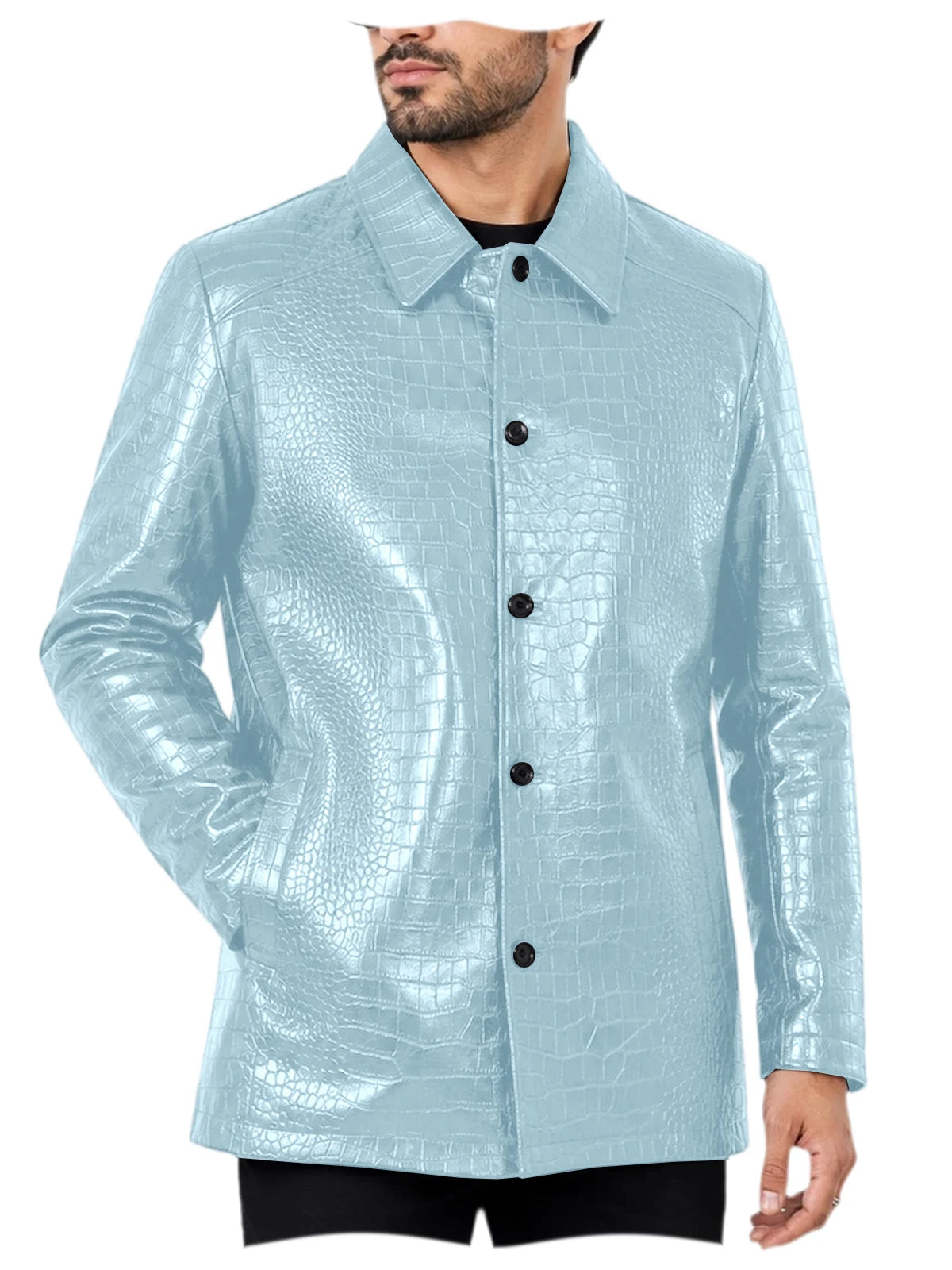 Blazer homme simili cuir motif crocodile – CLEVI Paris