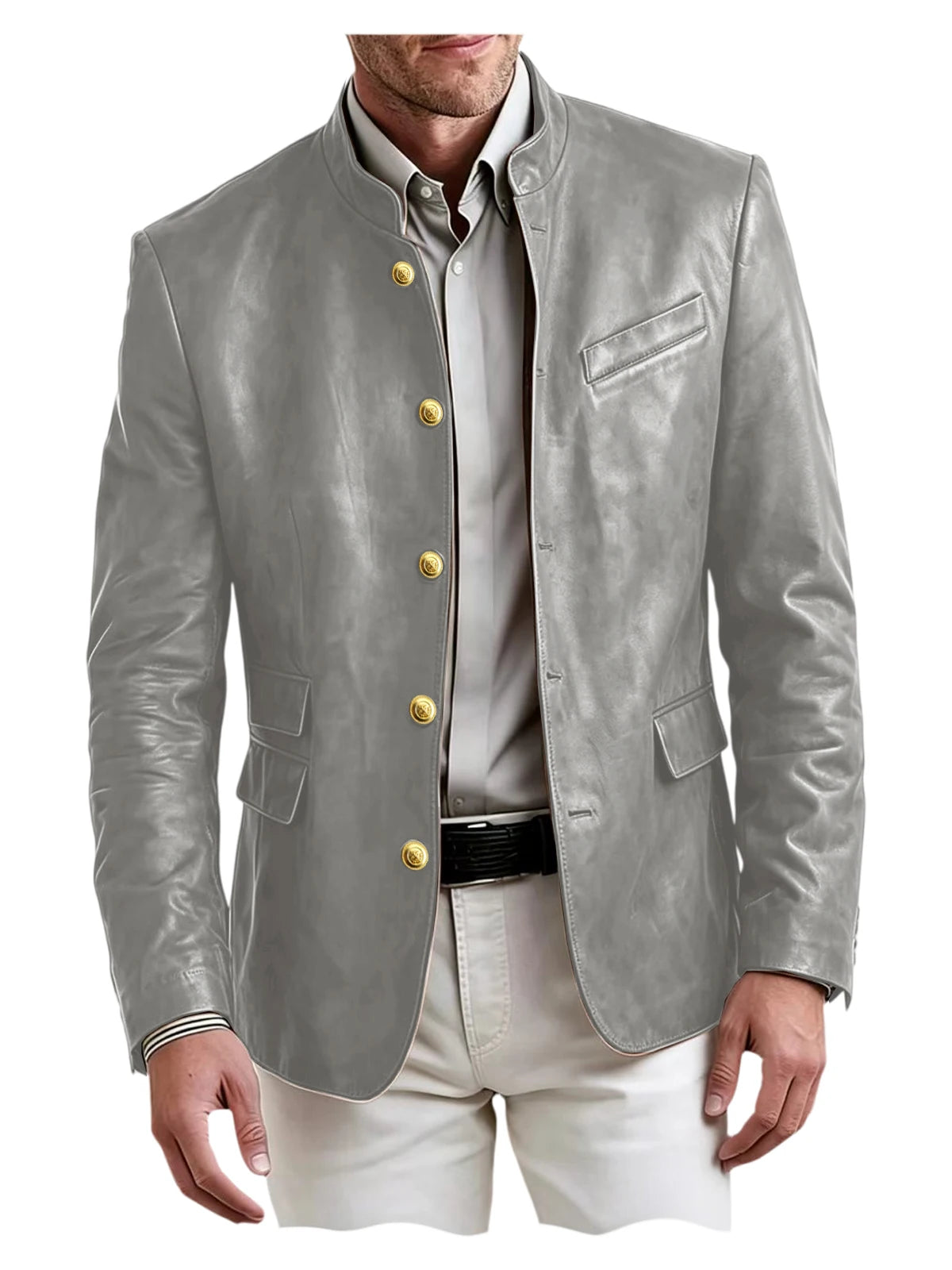 Blazer homme en similicuir, col montant – CLEVI Paris